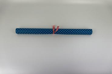 Preview: 50x70 cm Zuschnitt Baumwolle Wachstuch Azurblau mit weißen Punkten